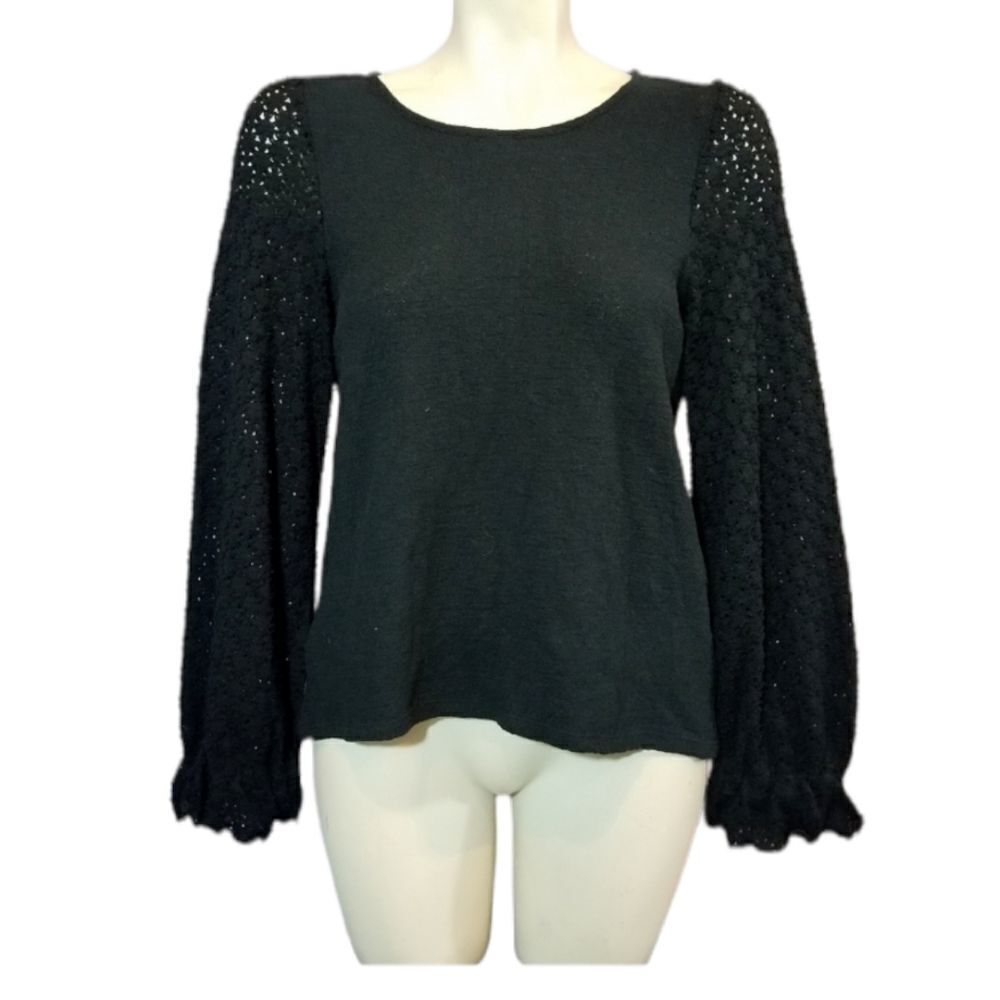 Madewell Texture &‎ Thread Eyelet Mix Ruffle Sleeve Top Size XS
